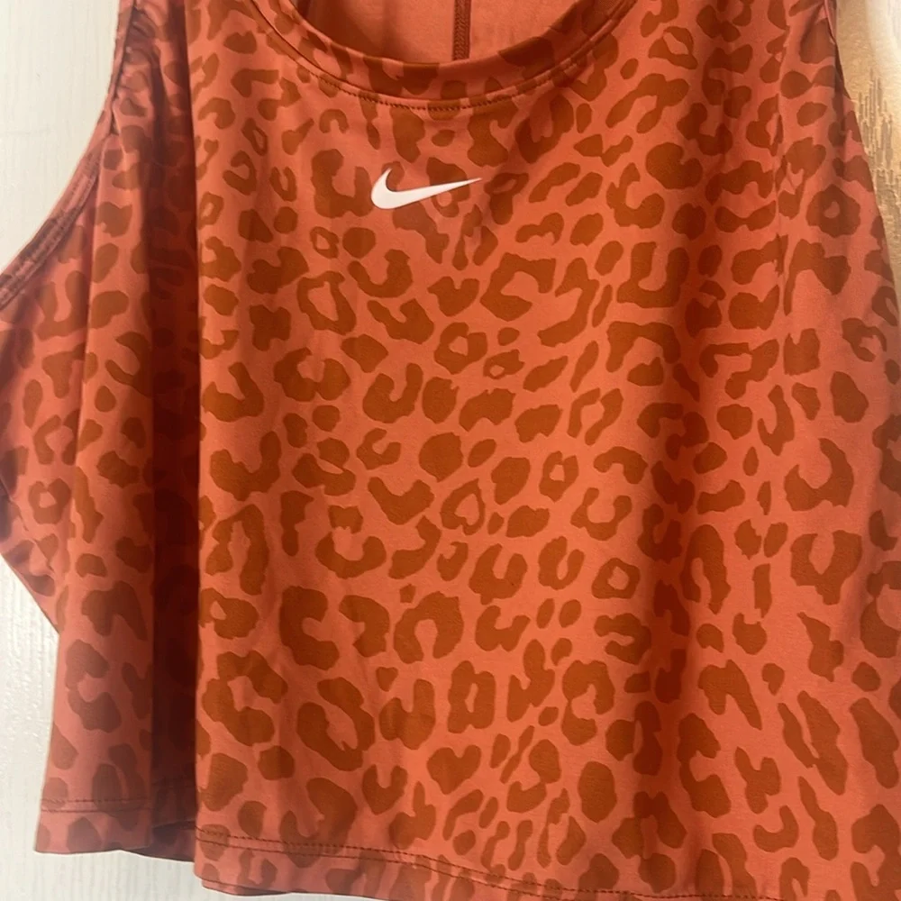 Nike Dri-Fit One Leopard Print Cropped Tank Top Orange XL